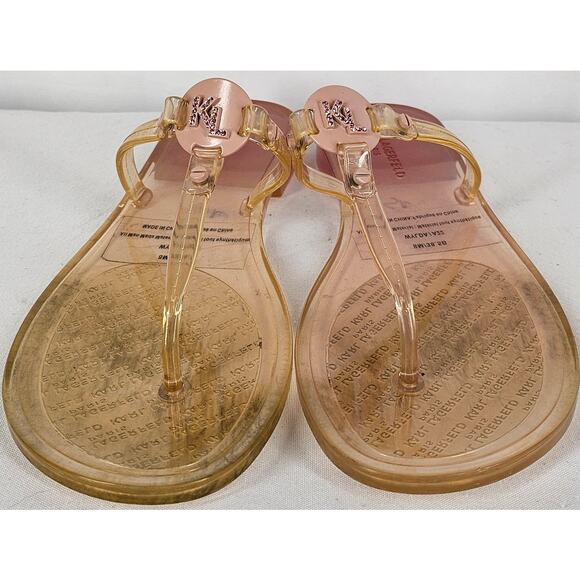 KARL LAGERFELD WYLDA WOMEN'S CRADLE PINK CRYSTAL LOGO CLEAR SANDAL SIZE 8M/38.5B - Picture 8 of 8